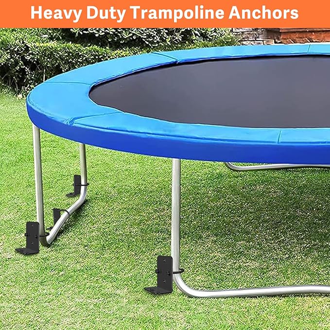 Eurmax USA Ground Anchors Heavy Duty Adjustable L-Shaped Head Shed Tent Stakes Trampoline Anchors, Trampoline Stakes for Sheds,Swing Sets,Mobile Home,Carports Set of 4(Black)