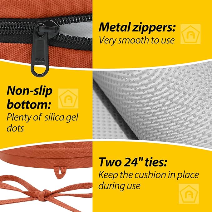 AAAAAcessories Outdoor Seat Cushions for Chairs, Waterproof, Fade-Resistant Patio Furniture Replacement Cushions, 15" x 15" x 2", Set of 2, Rust