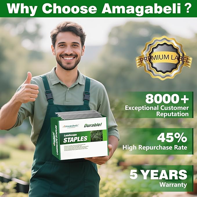 AMAGABELI GARDEN & HOME 6 Inch 500 Pack Galvanized Landscape Staples 11 Gauge Anti-Rust Heavy Duty Garden Staples Plant Cover Stakes U-Shaped Sod Pins Ground Fence Stakes for Weed Barrier Fabric