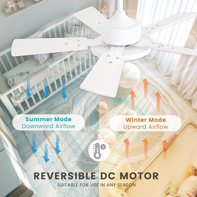 42" Ceiling Fans with Lights Remote Control, White Ceiling Fan with Dimmable LED Light 3CCT, 6 Speeds Reversible Wood Ceiling Fan Light for Bedroom, Farmhouse, Garage, Indoor Use