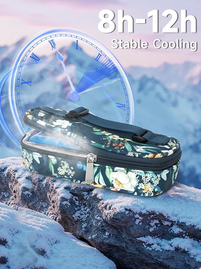 YOUSHARES Insulin Vials Cooler Travel Case - TSA Approved Diabetic Medication Vial Cooling Bag with Protective Ice Brick, Refrigerated Diabetes Supplies Organizer, Small Bottle Carrying Storage