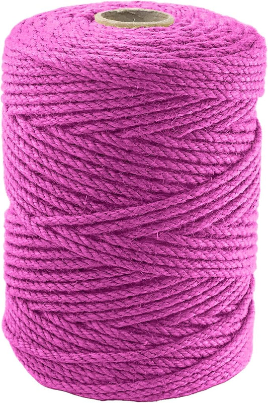 4mm x 300 Feet Pink Jute Rope, Twine for Gardening Tomato Climbing Plant Tie Floristry Crafts Gift Wrapping Packing Decor