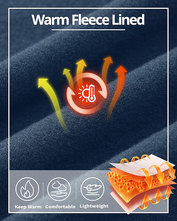 Boladeci Men's Thermal Underwear Tops Fleece Lined Base Layer Long Sleeve Shirts for Cold Weather