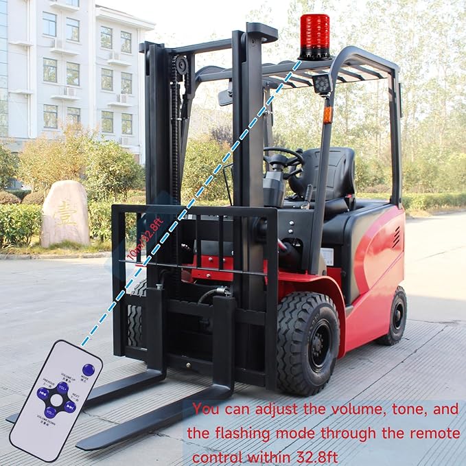 LED Strobe Siren Light Industrial Beacon Warning Light with 9 Tone, 4 Flash Modes 120dB Loud Horn Car Alarm Siren IP65 Waterproof for Vehicles, Truck, Forklift, Workshop Emergency DC10V-30V