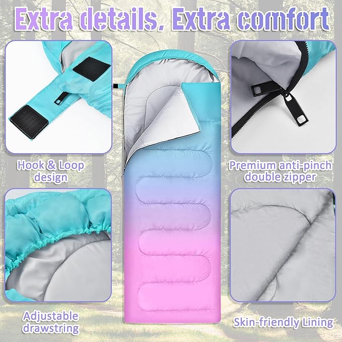 Sleeping Bags for Adults, 3 Seasons Warm & Cold Weather Waterproof Lightweight Backpacking Camping Sleeping Bag for Indoor Outdoor Camping Hiking Traveling, Camping Gear Equipment