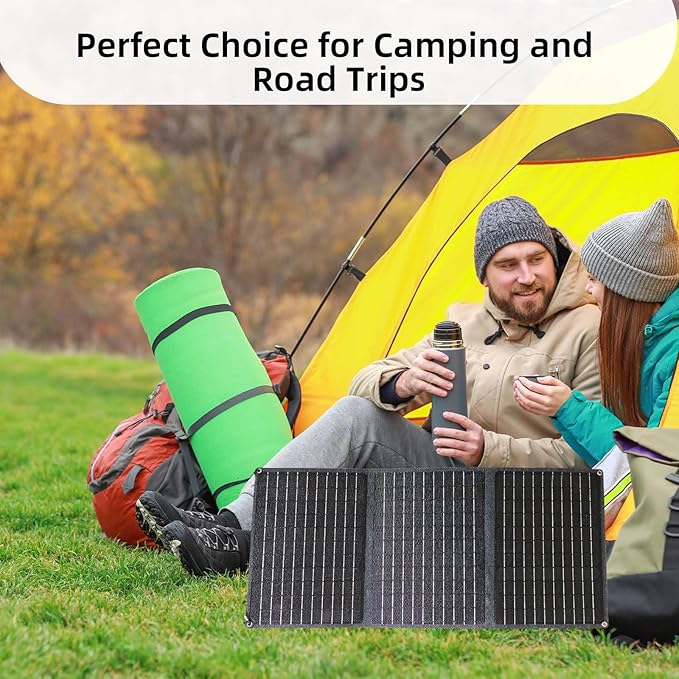 30W Portable Solar Panel for Camping, Foldable 23% High-Efficiency Charger with USB-C/USB-A/DC Outputs Waterproof Design for RV, Backpacking & Off-Gri