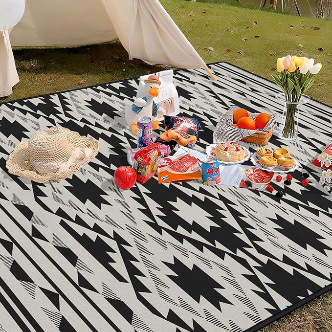 Boho Picnic Blankets Waterproof Foldable, 80″X80″ Tribal Large Picnic Mat Outdoor Blanket for Grass, Thick Beach Blanket Sandproof Picnic Accessories for Camping Party Park Patio Hiking