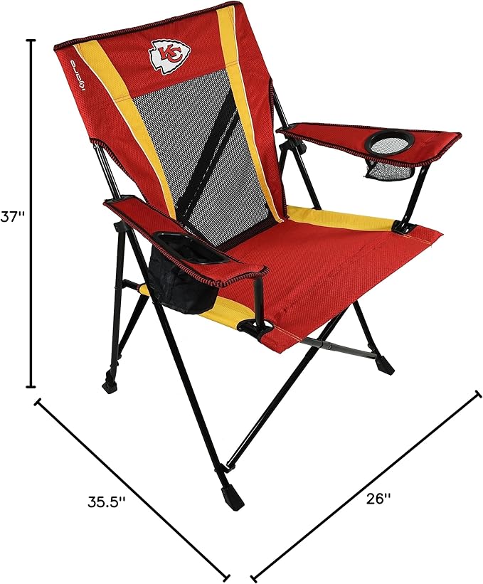 Kijaro Dual Lock Pro Sports Fan Folding Chair, 26" L x 35.5" W x 37" H, Kansas City Chiefs