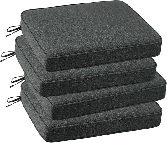 Outdoor Square Corner Seat Cushion, 18.5"x16"x3", Set of 4, Non Slip Seat Cushion Pads with Removable Cover for Patio Furniture, Garden Yard Lawn, Charcoal Gray