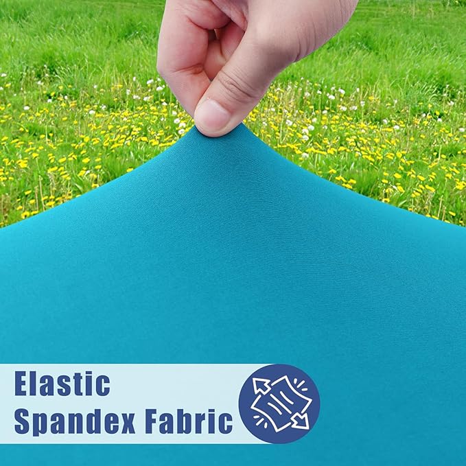 Spandex Picnic Table Cloth 2 Pack, Elastic Fitted Tablecloths for Square Tables, Stretch Washable Patio Table Cover for Outdoor, Camping, Banquet and Parties (Teal, 34"x34")