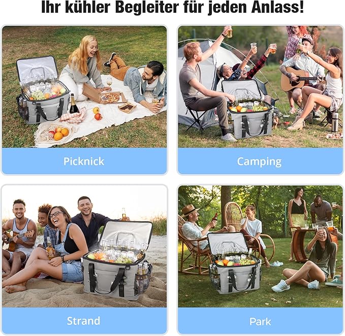 Insulated Cooler Bag 48/75 Cans, Soft Sided Portable Lunch Bag Coolers w/Zippered Top, Leak Proof PVC Interlayer, 5-Layer Insulation Large Ice Chest Bag for Travel, Camping, Beach, Picnic