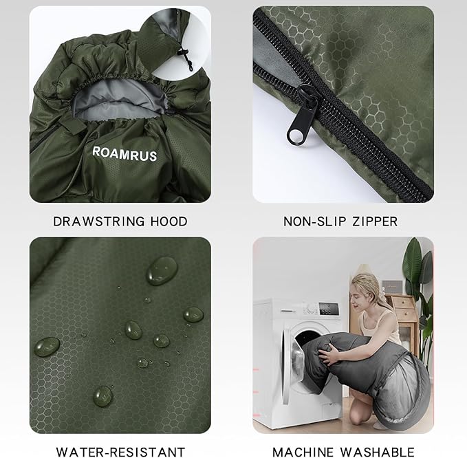 3 Seasons Sleeping Bags for Adults, Portable, Waterproof, Lightweight,with Storage Sack for Outdoor & Indoor, Hiking, Camping, Warm & Cold Weather Sleeping Bag for kids 10-12, Girls, Boys Mens