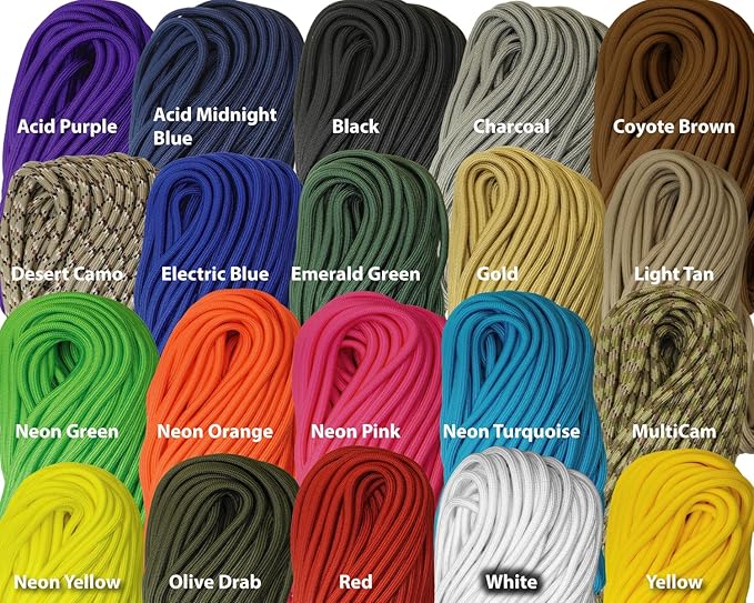 1/4" ParaMax Paracord 100 ft – 1000 lb Type IV Rope for Dog Leashes, Camping, Kayak Anchor - Made in USA - Black