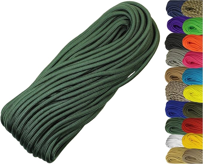 1/4" ParaMax Paracord 100 ft – 1000 lb Type IV Rope for Dog Leashes, Camping, Kayak Anchor - Made in USA - Emerald Green