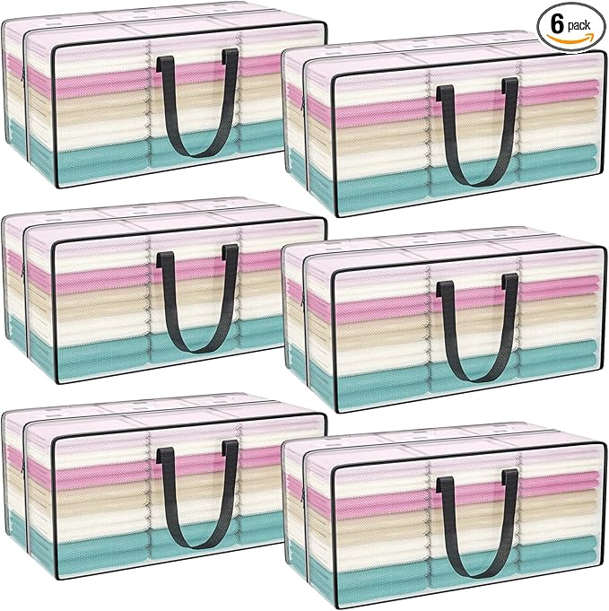 Clear Storage Bags with Zipper, 2 Pack Large Moving Bags Heavy Duty Extra Large, Plastic Storage Totes for Clothes, College dorm Packing Bag with Strong Handles