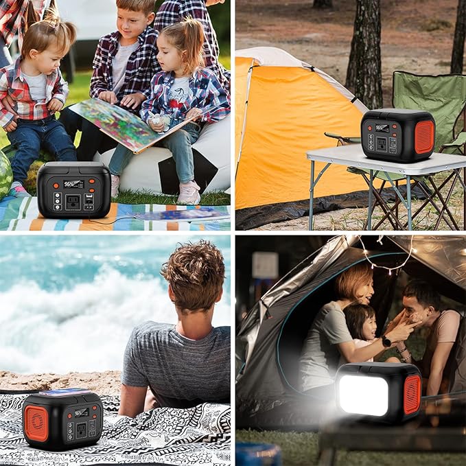 Portable Solar Generator, 150W Portable Power Station with Foldable 30W Solar Panel, 110V Pure Sine Wave 97Wh Lithium Battery Pack with Multi-Port LED Flashlights for Home Camping Hurricane Emergency