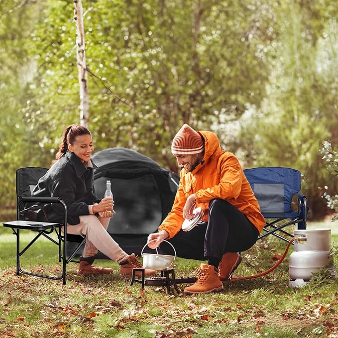 Camping Chairs, Folding Chairs for Outside, Directors Chairs Foldable Adults Heavy Duty,Support to 450LBS