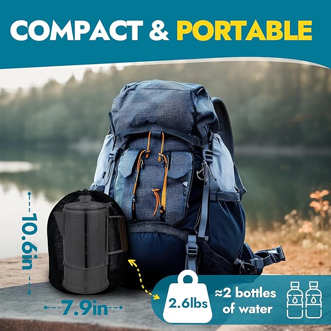 CANWAY Percolator Coffee Pot & Portable Camping Stove Set for Backpacking Hiking Stainless Steel Mini Wood Burning Stove 9 CUP Camping Stovetop Coffee Maker Outdoor Home with Carry Bag