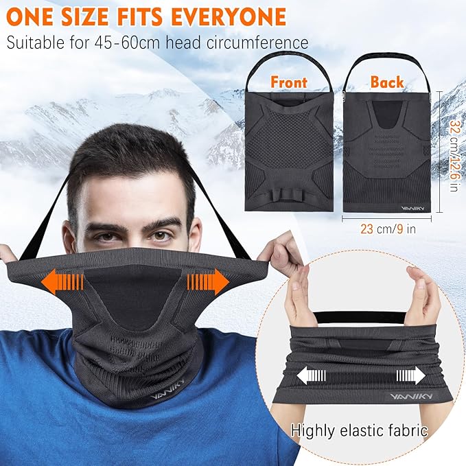Winter Neck Warmer Gaiter Ski Face Mask, Breathable Fleece Balaclava Windproof Cold Weather Scarf