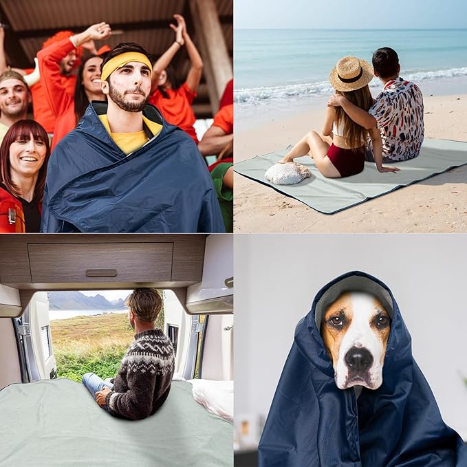 Fleece Waterproof Outdoor Blanket, Windproof Stadium Blanket for Camping, Picnics, and Sports Stay Dry and Comfortable 80"x58"