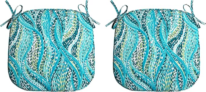 Arden Indoor/Outdoor Foam Seat Pad, 2 Pack, 17 x 16, Patio Cushion, Water Repellent, Fade Resistant, Foam Cushion Teal Ariel