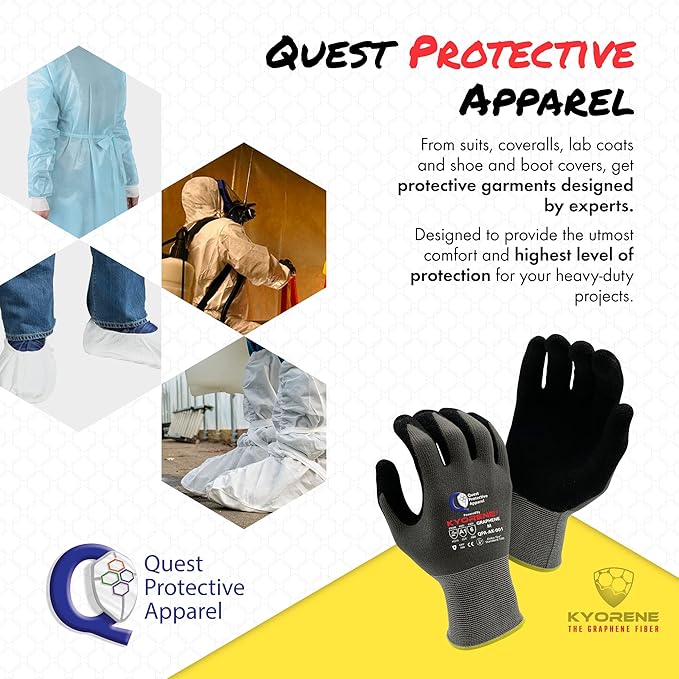 Quest Protective Apparel Cut Resistant Gloves - Puncture Resistant Cutting Gloves Work - Constructed with Graphene Technology