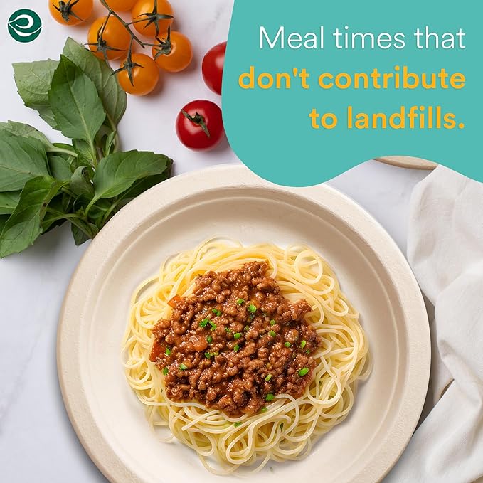 ECO SOUL 100% Compostable 10 Inch Paper Plates 500 [4x125 Pc] Disposable Bulk Party Plates I Heavy Duty Eco-Friendly Sturdy Dinner, Wedding, Event Plates I Biodegradable Unbleached