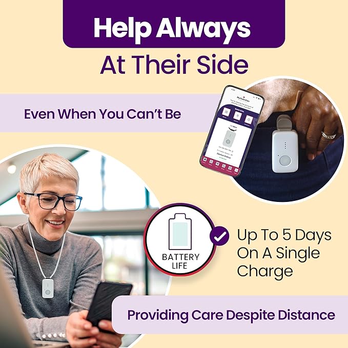 Medical Guardian MGMini | Medical Alert Device for Seniors | Water-Resistant, Emergency Call Button, 24/7 Monitoring, Step Counter, GPS Tracking | Monthly Subscription Required | White