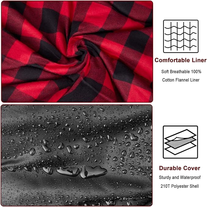 0 Degree Flannel Double Sleeping Bag for Adults, Couples or Family - Winter Queen Size Waterproof & Warm 2-Person Sleeping Bag for Cold Weather Camping, RV Travel