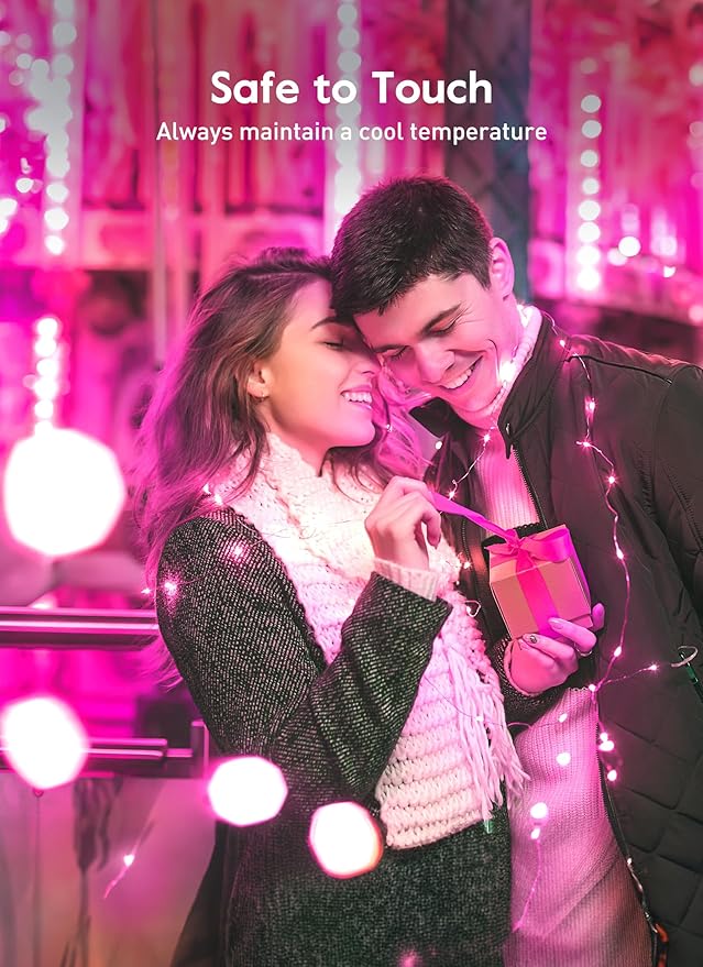 Pink USB Fairy Lights Plug in, 33Feet 100 LEDs Twinkle String Lights with Remote and Timer, Waterproof 8 Modes for Valentine's Day Bedroom Indoor Wreath DIY Wedding Christmas Holiday Decoration