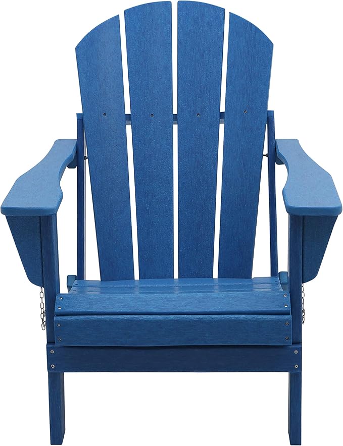 WestinTrends Malibu HDPE Outdoor Patio Folding Poly Adirondack Chair, Pacific Blue