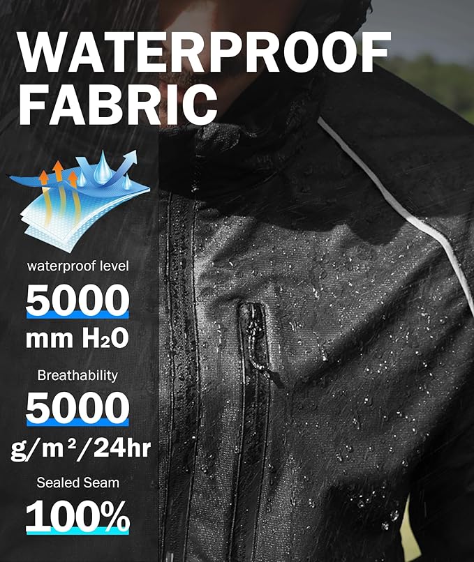 SWISSWELL Mens Cycling Rain Jacket Waterproof Lightweight Windbreaker Jackets for Men Raincoat with Hood