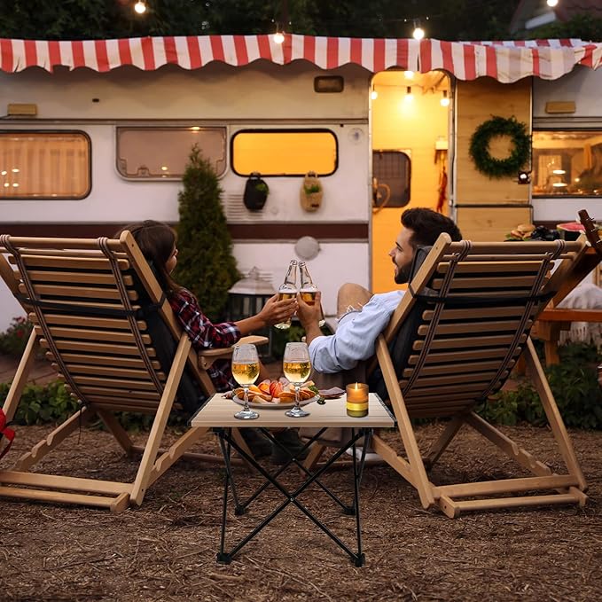 VILLEY Portable Camping Side Table, Ultralight Aluminum Folding Beach Table with Carry Bag for Outdoor Cooking, Picnic, Camp, Boat, Travel