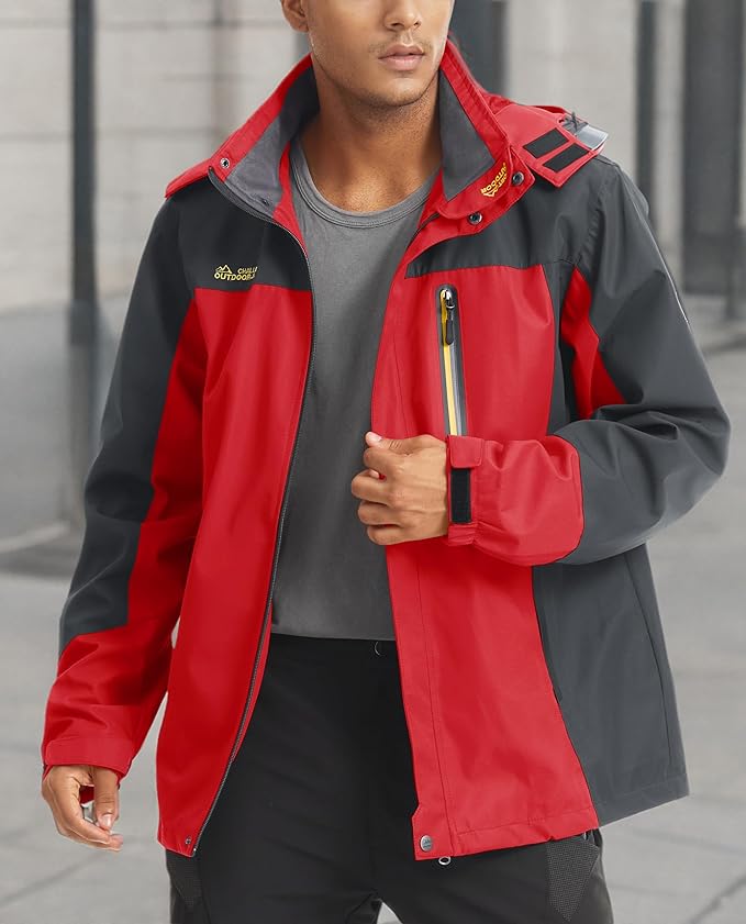 MAGCOMSEN Men's Hooded Windproof Water Resistant Rain Jacket Windbreaker 5 Pockets for Hiking,Fishing,Travel