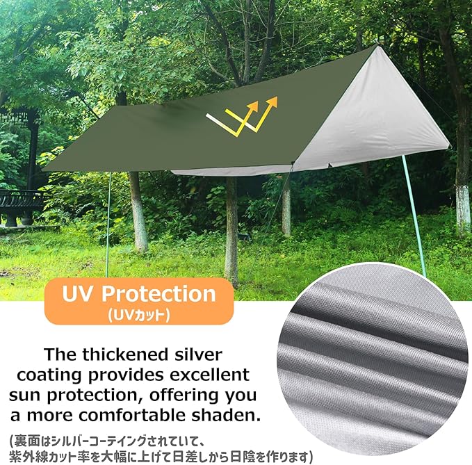 Azarxis Waterproof Camping Tent Tarp Hammock Rain Fly Footprint Ground Cloth Shelter Sunshade Beach Picnic Blanket Mat for Outdoor Camping Park Lawn
