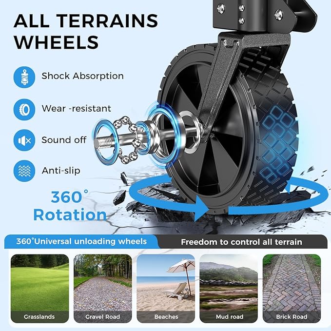 Collapsible Wagon Carts with Large Capacity, Utility Beach Wagons Heavy Duty Foldable,Side Pockets,300lb Load-Bearing Outdoor for Camping, Garden, Sports, Picnic, Shopping-Black U-Black