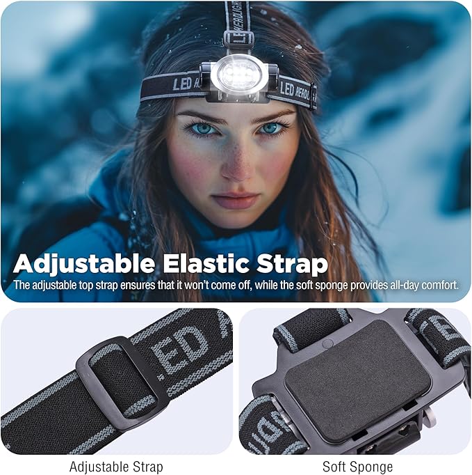 EverBrite 5-Pack LED Headlamp, 4 Lighting Modes, Pivoting Head with Adjustable Headband, Perfect for Running, Camping and Hiking, Batteries Included