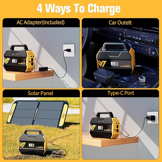 VTOMAN FlashSpeed 300 Portable Power Station with 110W Solar Panel, 300W/230Wh LiFePO4 Battery Solar Generator, PD 100W Type-C, 3000 Cycles, 6 Outlets for Camping, Home Backup, Off-grid