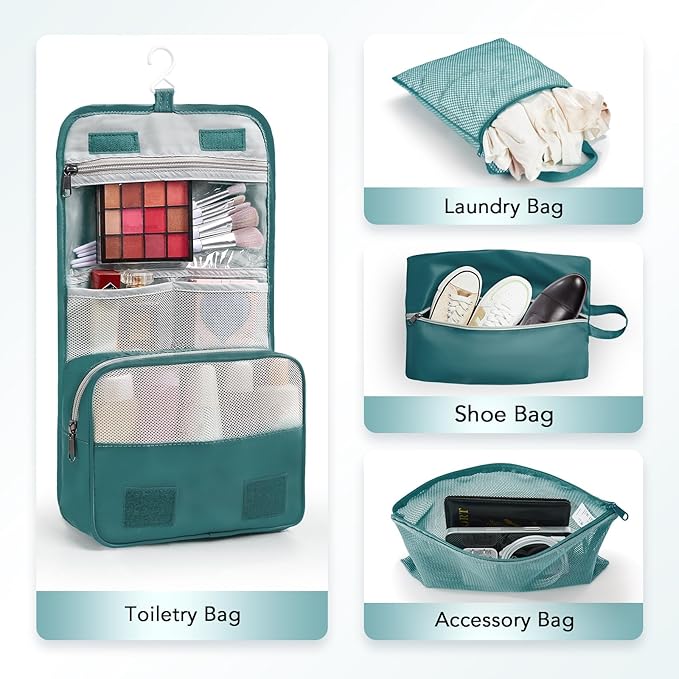 8 Set Compression Packing Cubes for Travel Essentials,Compressible Expandable Packing Cubes for Suitcase,OlarHike Luggage Organizer Bags for Travel,Handy Helper for Organizing Clothes(Dark Blue Green)