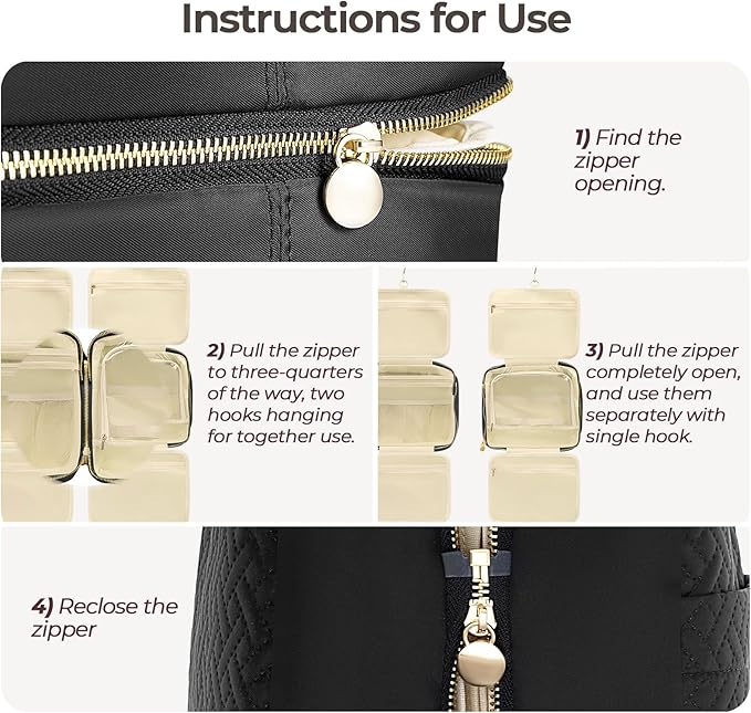 Hanging Travel Toiletry Bag for Women Detachable Toiletry Bag with 6 Compartments Large Makeup Bag Cosmetic Organizer for Bathroom Shower Business Trips Camping，Black