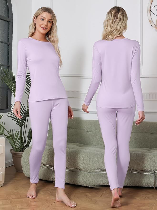 VZV Thermal Underwear for Women, Long Johns for Women Thermal Sets Fleece Lined Base Layer Top and Bottom Set