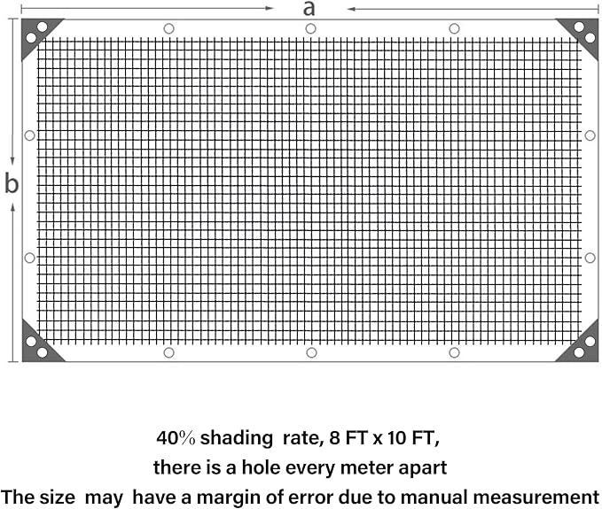winemana Black Shade Cloth 40%, 8x10 FT Mesh Tarp - Garden Shade for Greenhouse, Patio, Vegetables, Plants Cover and Chicken Coops, Sun Shade Net for Outdoor Protection with Reinforced Grommets