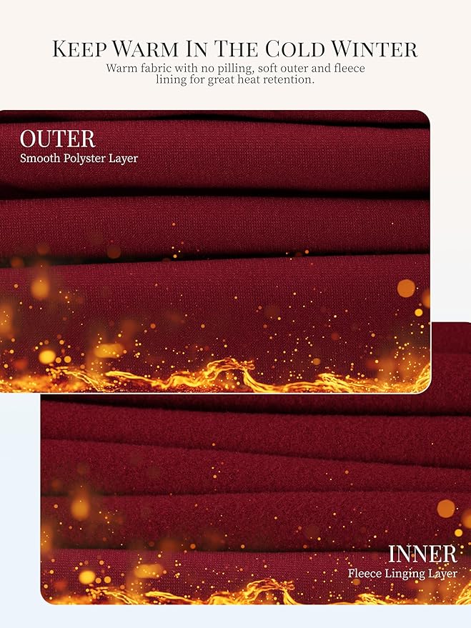 VZV Thermal Underwear for Women, Long Johns for Women Thermal Sets Fleece Lined Base Layer Top and Bottom Set