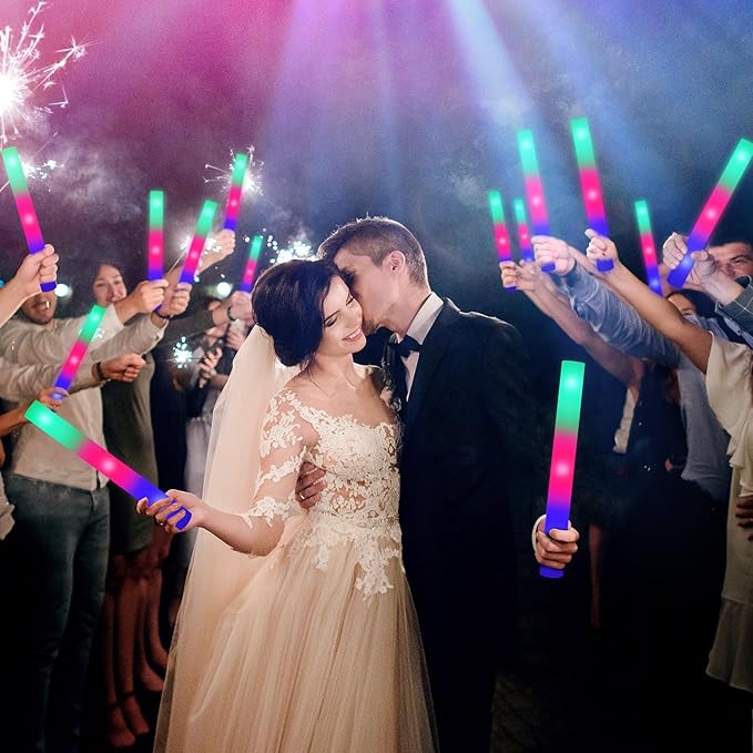 135PCS Foam Glow Sticks, Foam Light Up Sticks with 3 Modes Colorful Flashing, Glow Stick Bulk Party Pack, Glow in Dark Party Supplies, LED Foam Sticks Bulk for Wedding, Raves, Concert, Halloween