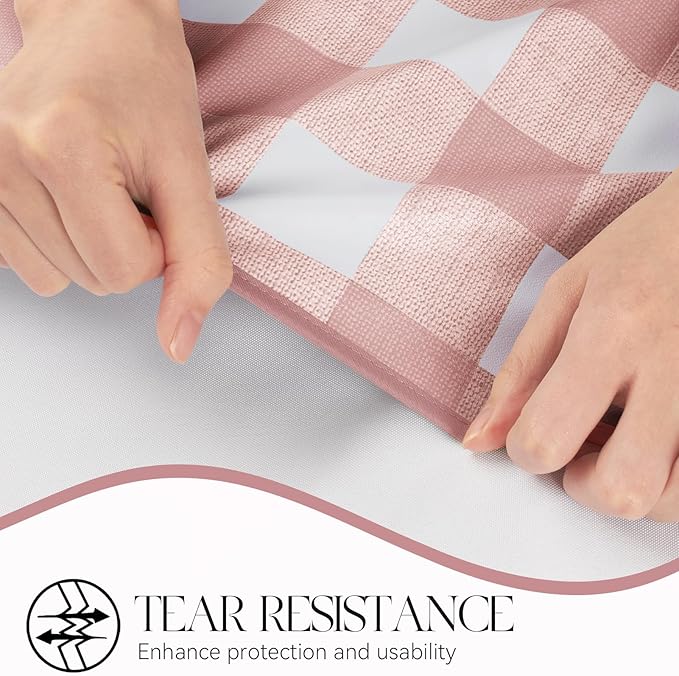 MOSAYT Rectangle Vinyl Tablecloth, 100% Waterproof Buffalo Gingham Plastic Table Cloth, Heavy Duty Wipeable Table Covers for Picnic, Outdoor, Camping - 54 x 120, Pink