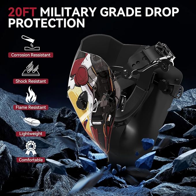 ARCCAPTAIN True Color Welding Helmet, 4 Arc Sensor Auto Darkening Welding Hood, Solar Powered Welding Mask, 1/1/1/1 Top Optical Clarity Welder Helmet, Wide Shade 4/9-13 for TIG MIG ARC， color15