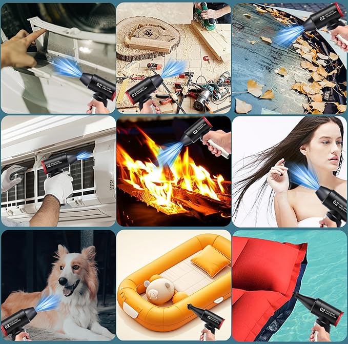 Powerful 110000RPM Electric Air Duster, Portable 3-Speed Cordless Blower with Blow & Exhaust Mode for Fast Car Drying, Deep Keyboard Cleaning, Air Conditioner, Camping Gear, Inflatables & BBQ