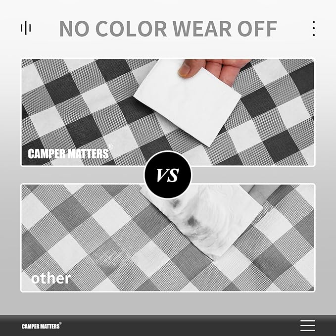 Picnic Table Cover and Bench Covers, Fitted Tablecloth Cover with Elastic Edge, Water and Oil Proof, for Outdoor, Garden, Camping, 96x30 Inch, 3 Pieces Set, Black & White