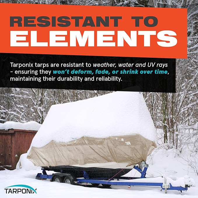 12' x 20' Extra Heavy-Duty Tan Poly Tarp – 12 Mil Thick, Waterproof, UV-Resistant Polyethylene with Reinforced Edges, Double-Stitched Hems, and Rustproof Grommets