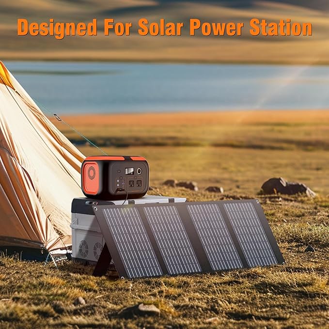Portable Solar Panel Charger 40W Foldable Solar Panel for Portable Power Station, iPhone, iPad, Laptop, Camping Solar Panels with USB QC 3.0/USB C/18V DC, Solar Panels for Camping Outdoor Van RV Trip
